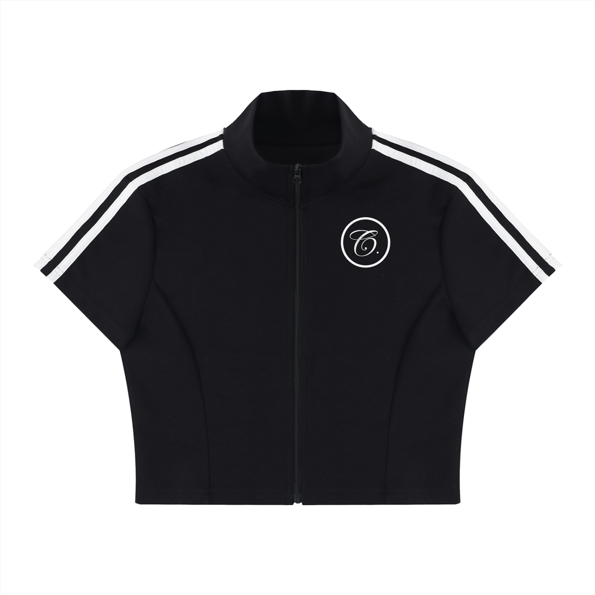 Women's Cropped Full Zip Short Sleeve T-Shirt